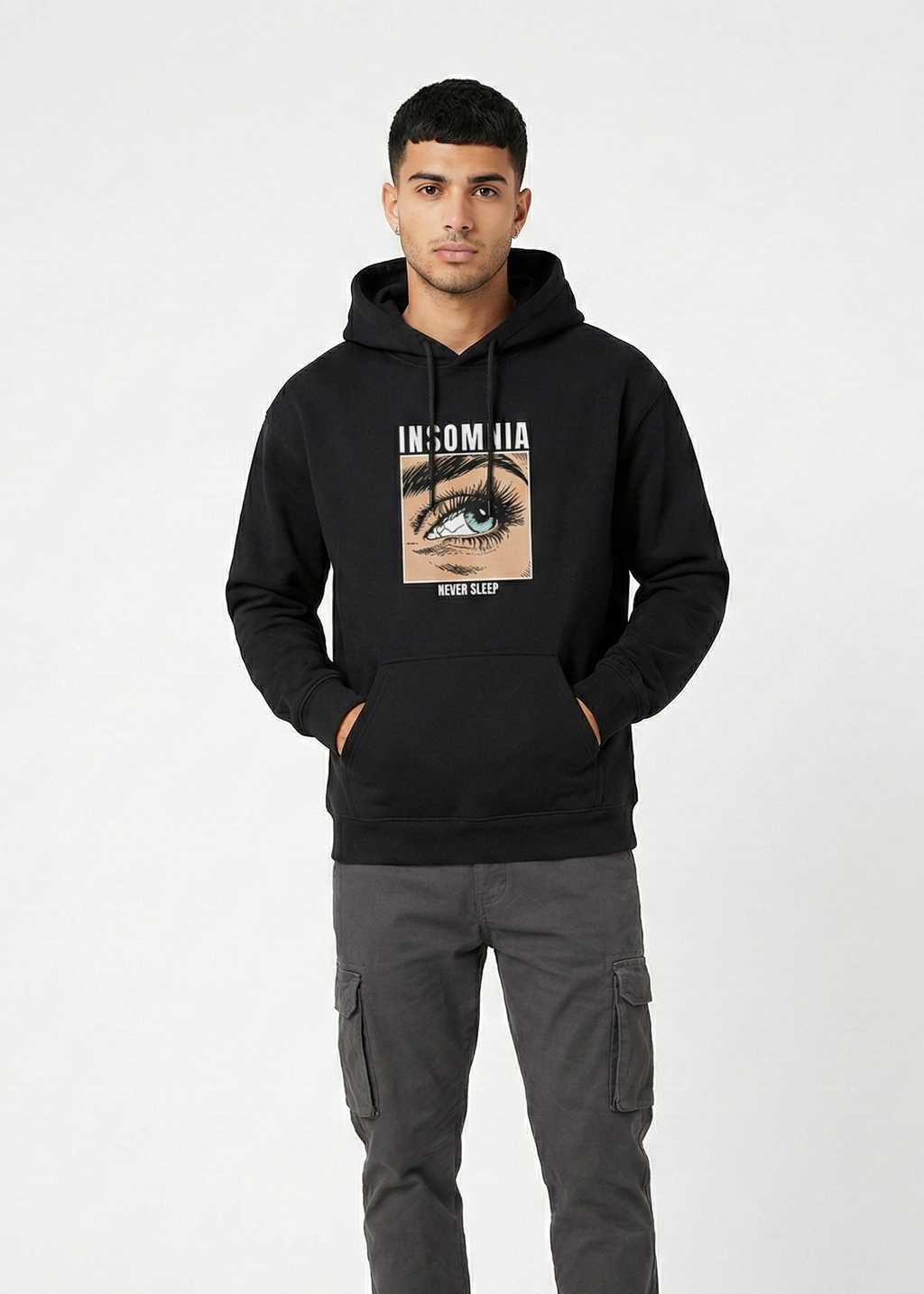 Insomnia - Never Sleep - Unisex Black Cozy Hoodie