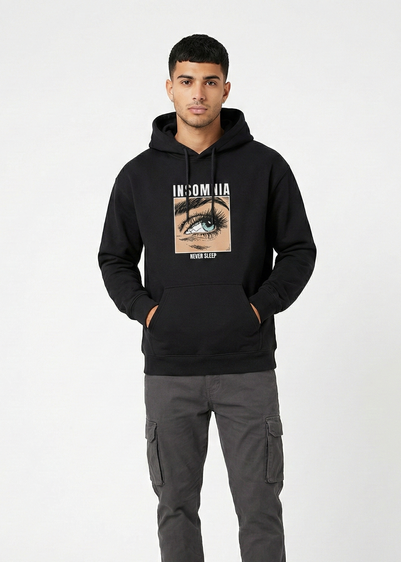 Insomnia - Never Sleep - Unisex Black Cozy Hoodie