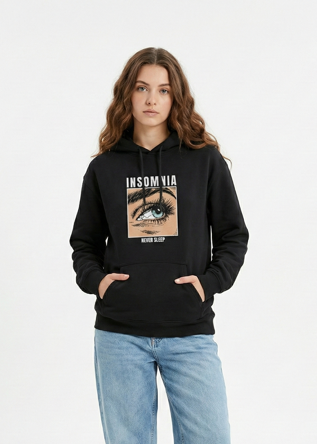 Insomnia - Never Sleep - Unisex Black Cozy Hoodie