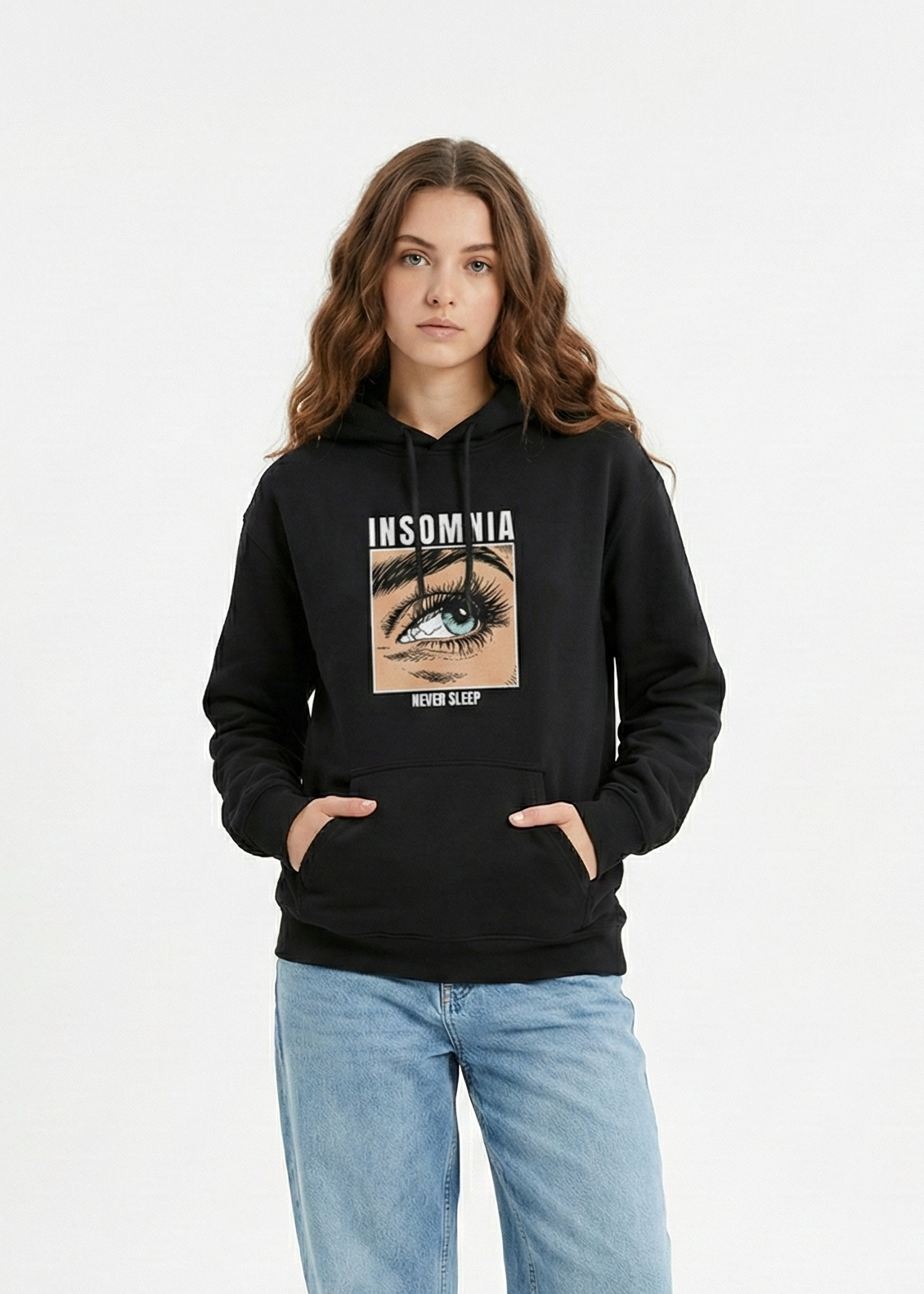 Insomnia - Never Sleep - Unisex Black Cozy Hoodie