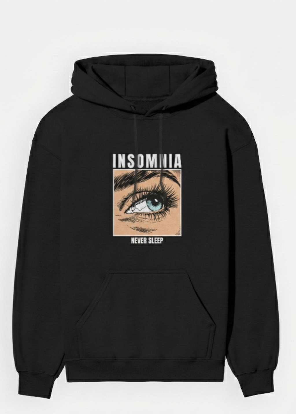 Insomnia - Never Sleep - Unisex Black Cozy Hoodie