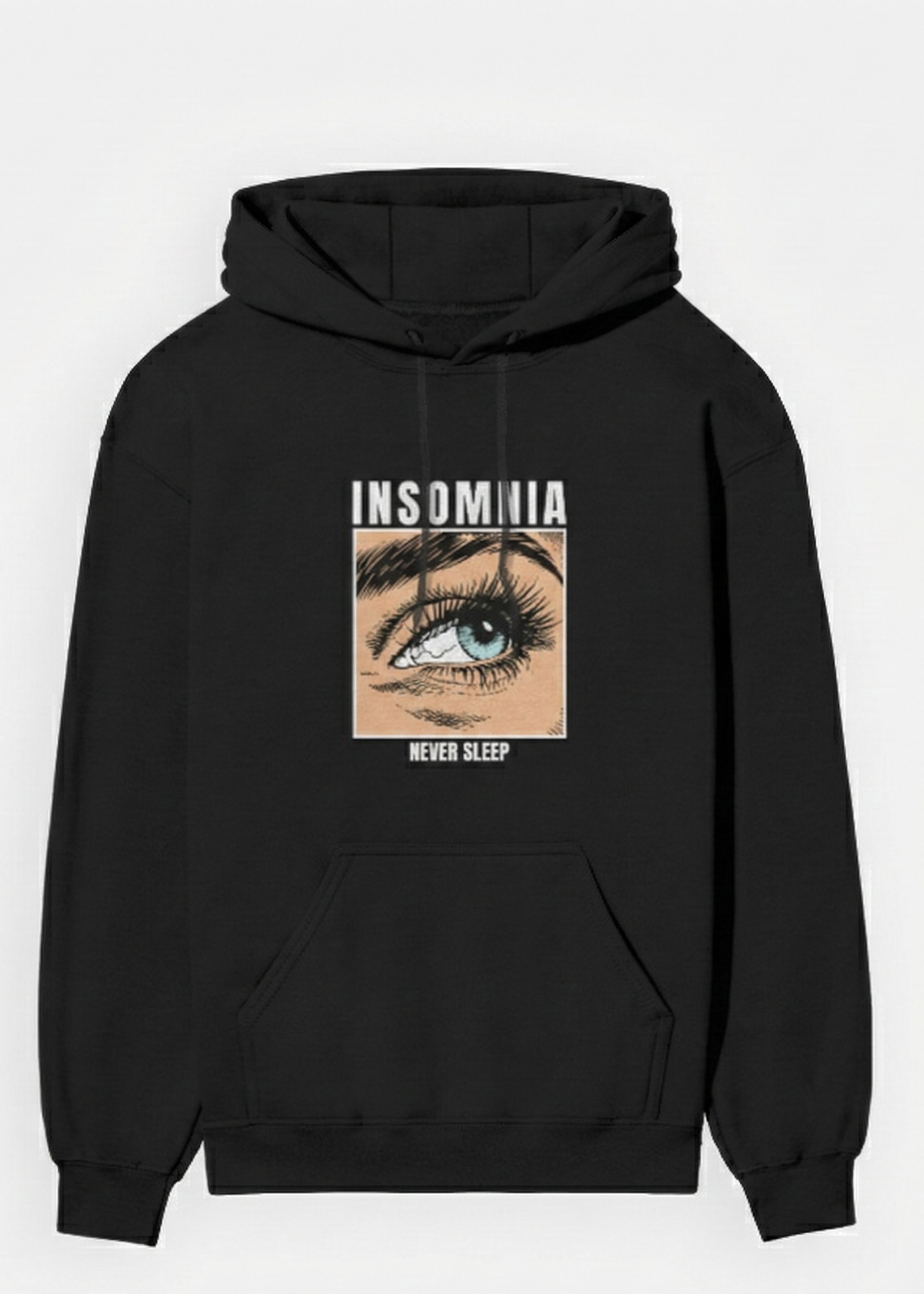 Insomnia - Never Sleep - Unisex Black Cozy Hoodie