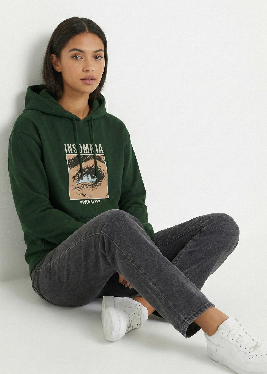 Insomnia - Never Sleep - Unisex Bottle Green Cozy Hoodie