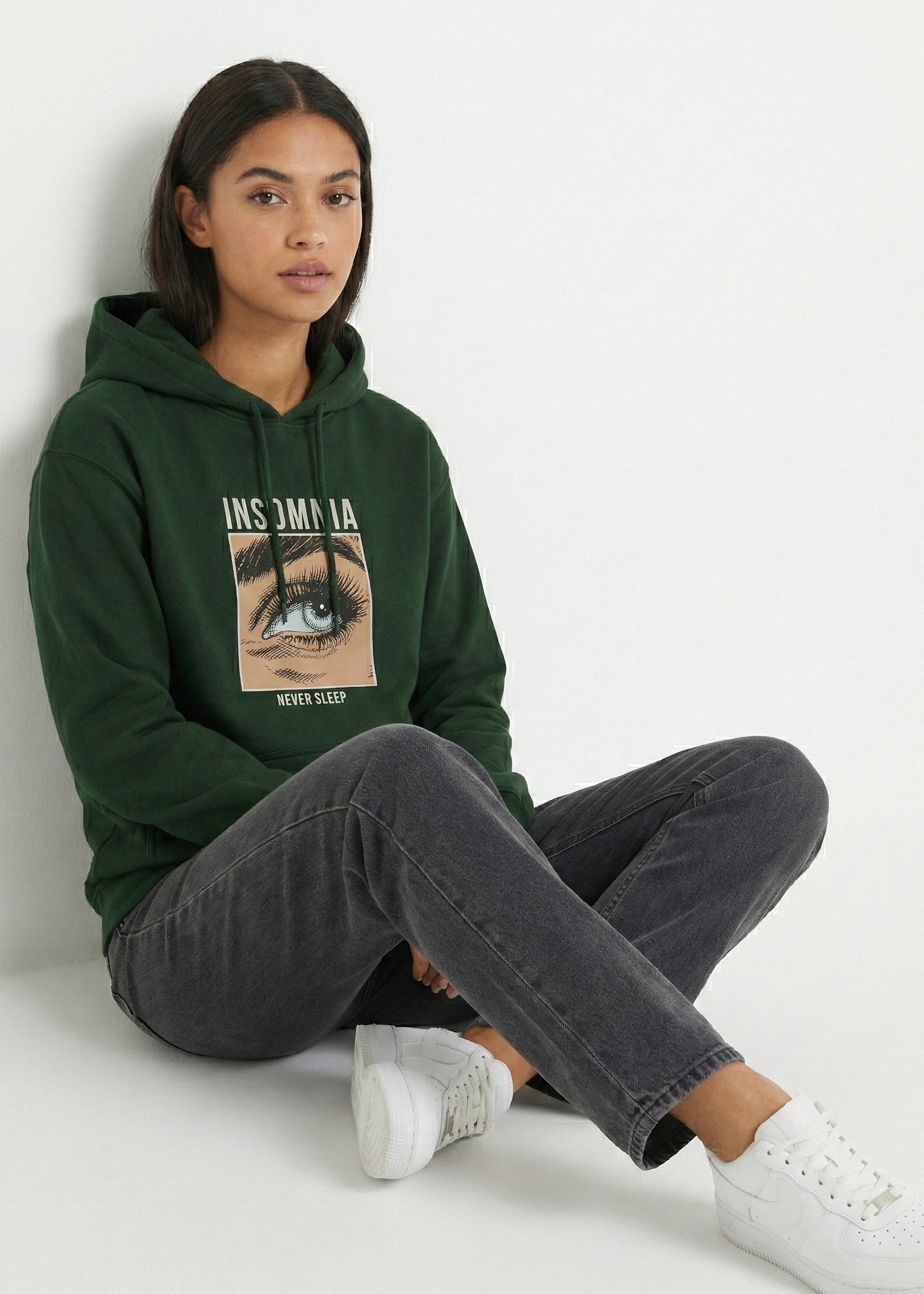 Insomnia - Never Sleep - Unisex Bottle Green Cozy Hoodie