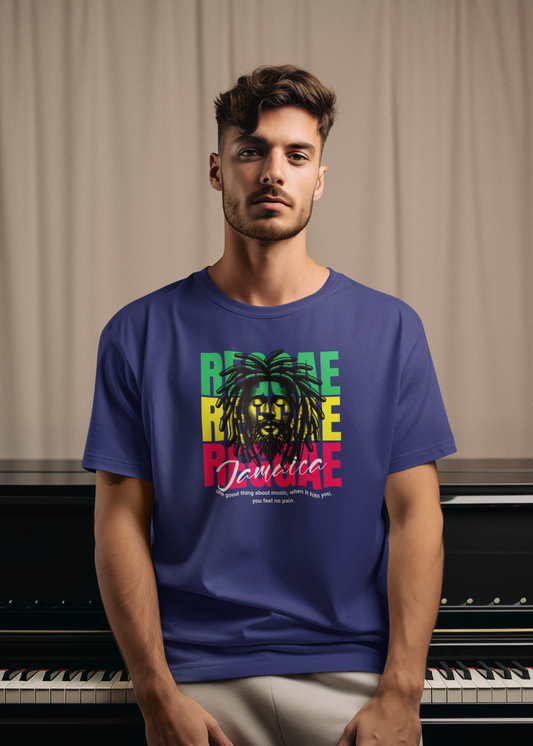 Reggae Jamaika - Round Neck Half Sleeve T-Shirt - Men