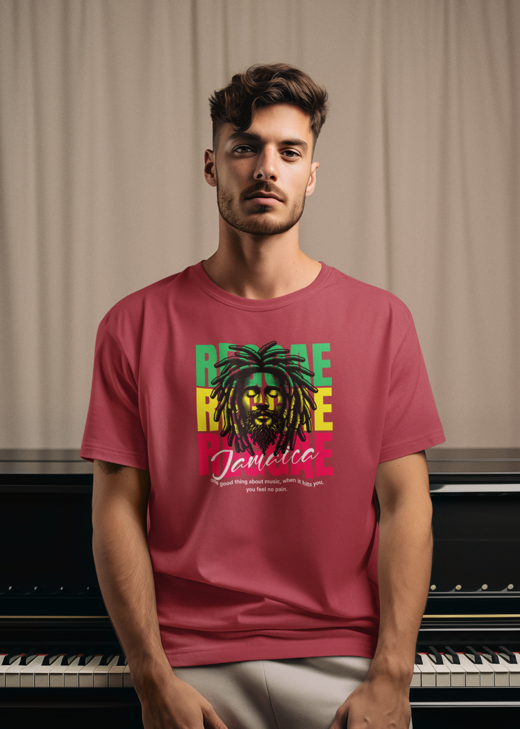 Reggae Jamaika - Round Neck Half Sleeve T-Shirt - Men