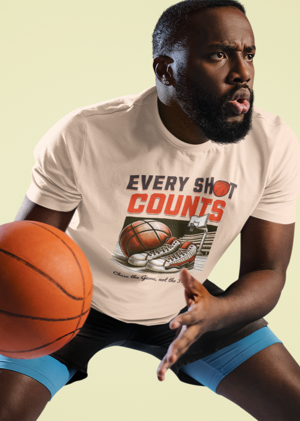 Every Shot Counts - Basketball - Round Neck Half Sleeve T-Shirt - Men