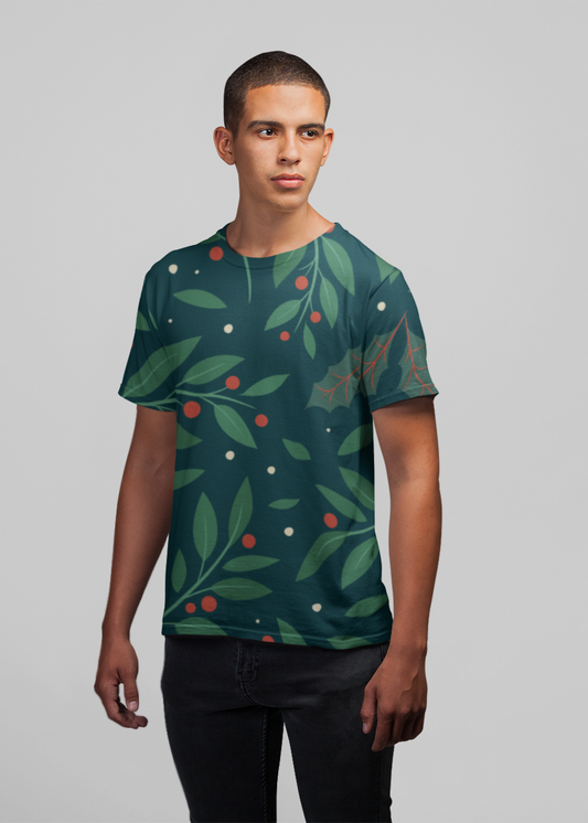 Leaves & Dots - All Over Printed Half Sleeve T-Shirt - Unisex