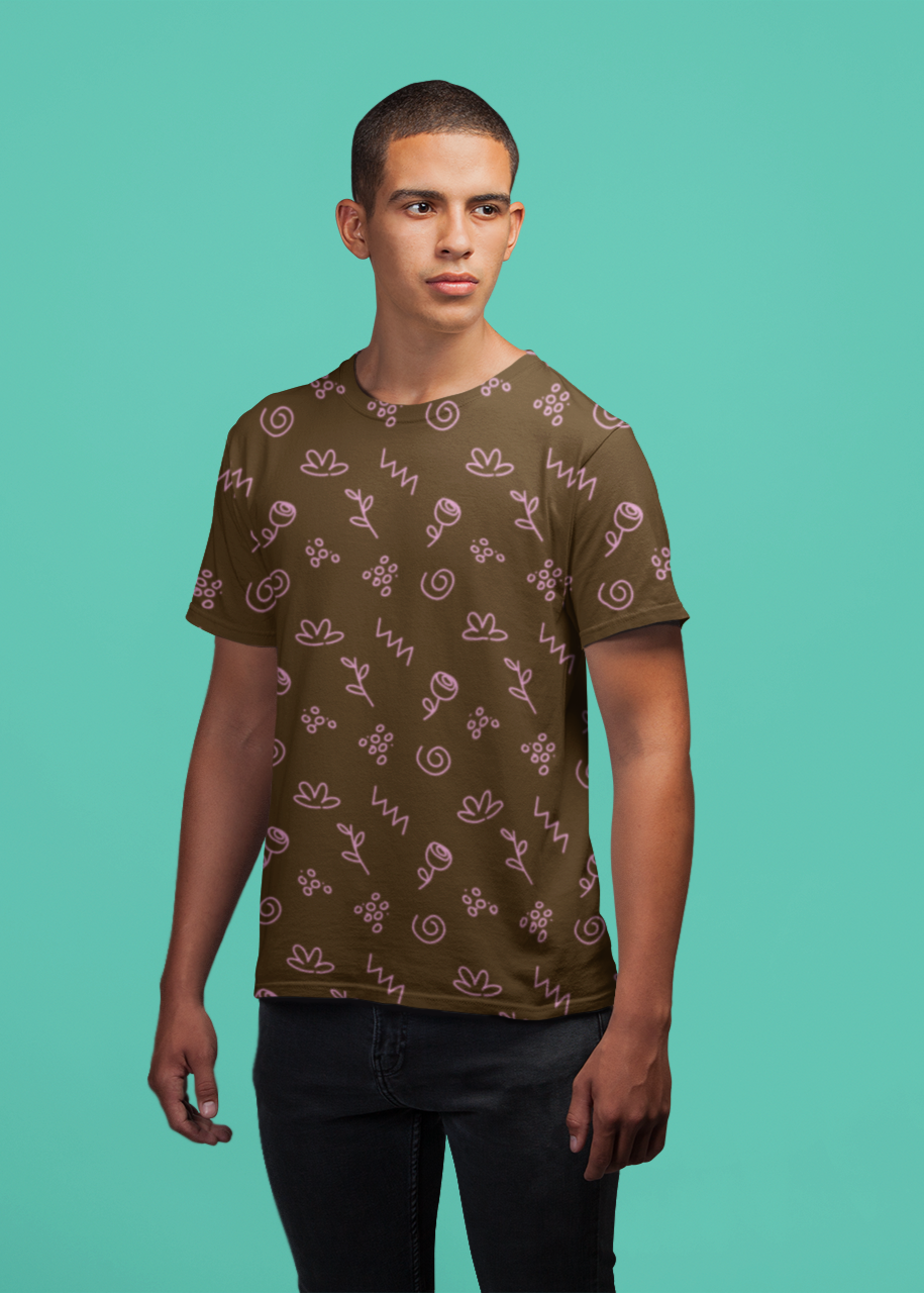 Hand Drawn Roses - All Over Printed Half Sleeve T-Shirt - Unisex