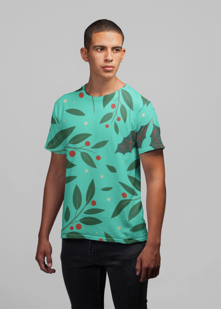 Leaves & Dots - All Over Printed Half Sleeve T-Shirt - Unisex