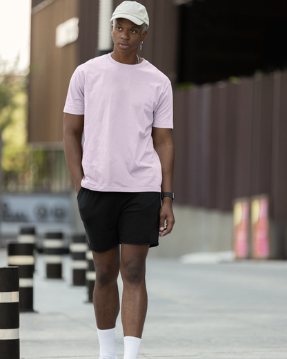 Round Neck Half Sleeve Plain T-Shirt - Baby Pink - Men