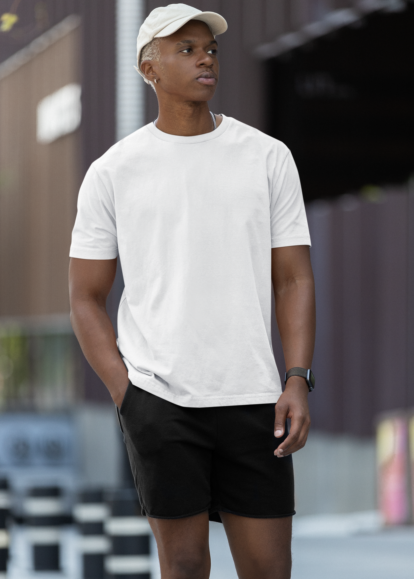 Round Neck Half Sleeve Plain T-Shirt - White - Men