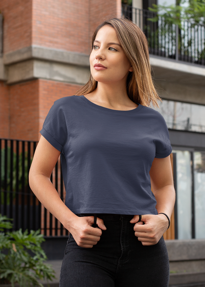 Crop Top Plain - Dark Blue