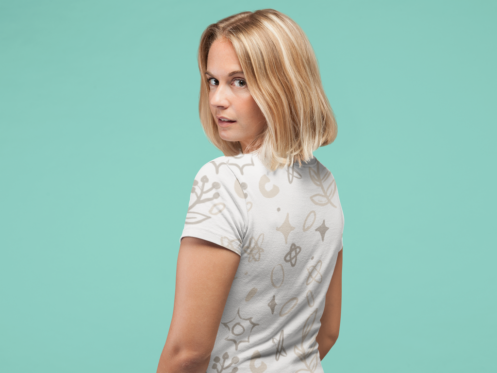 Hand Drawn Botanical Leaves - All Over Printed Half Sleeve T-Shirt - Unisex