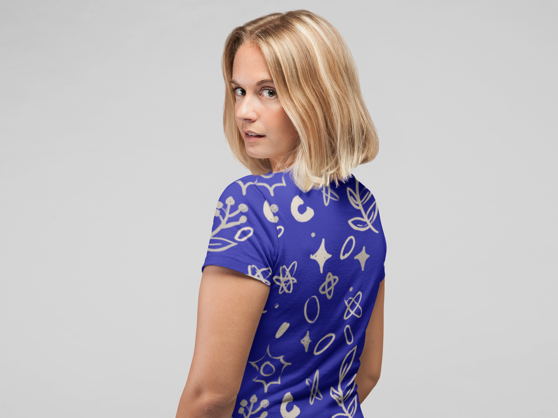 Hand Drawn Botanical Leaves - All Over Printed Half Sleeve T-Shirt - Unisex