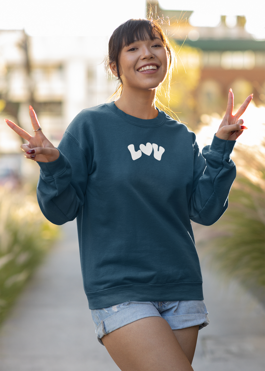 LUV (Love) with heart - Round Neck Sweatshirt - Trio Vibes - Women