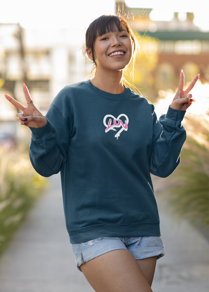 LUV (Love) inside heart - Round Neck Sweatshirt - Trio Vibes - Women