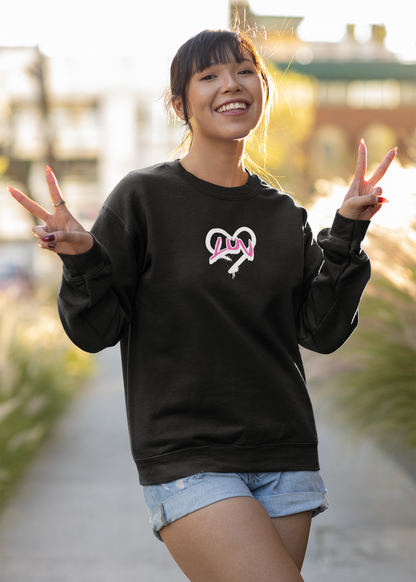 LUV (Love) inside heart - Round Neck Sweatshirt - Trio Vibes - Women