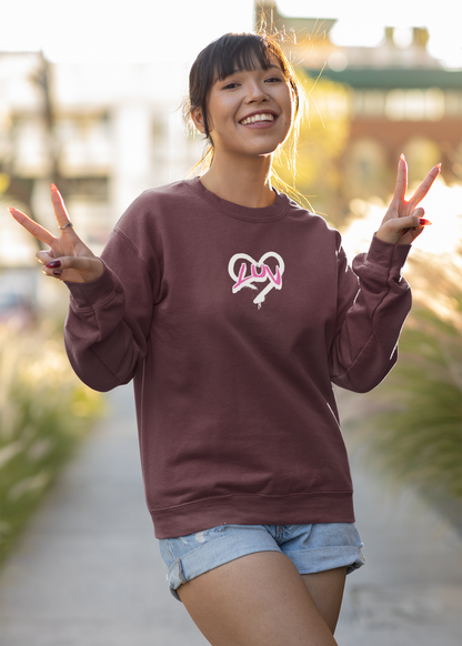 LUV (Love) inside heart - Round Neck Sweatshirt - Trio Vibes - Women