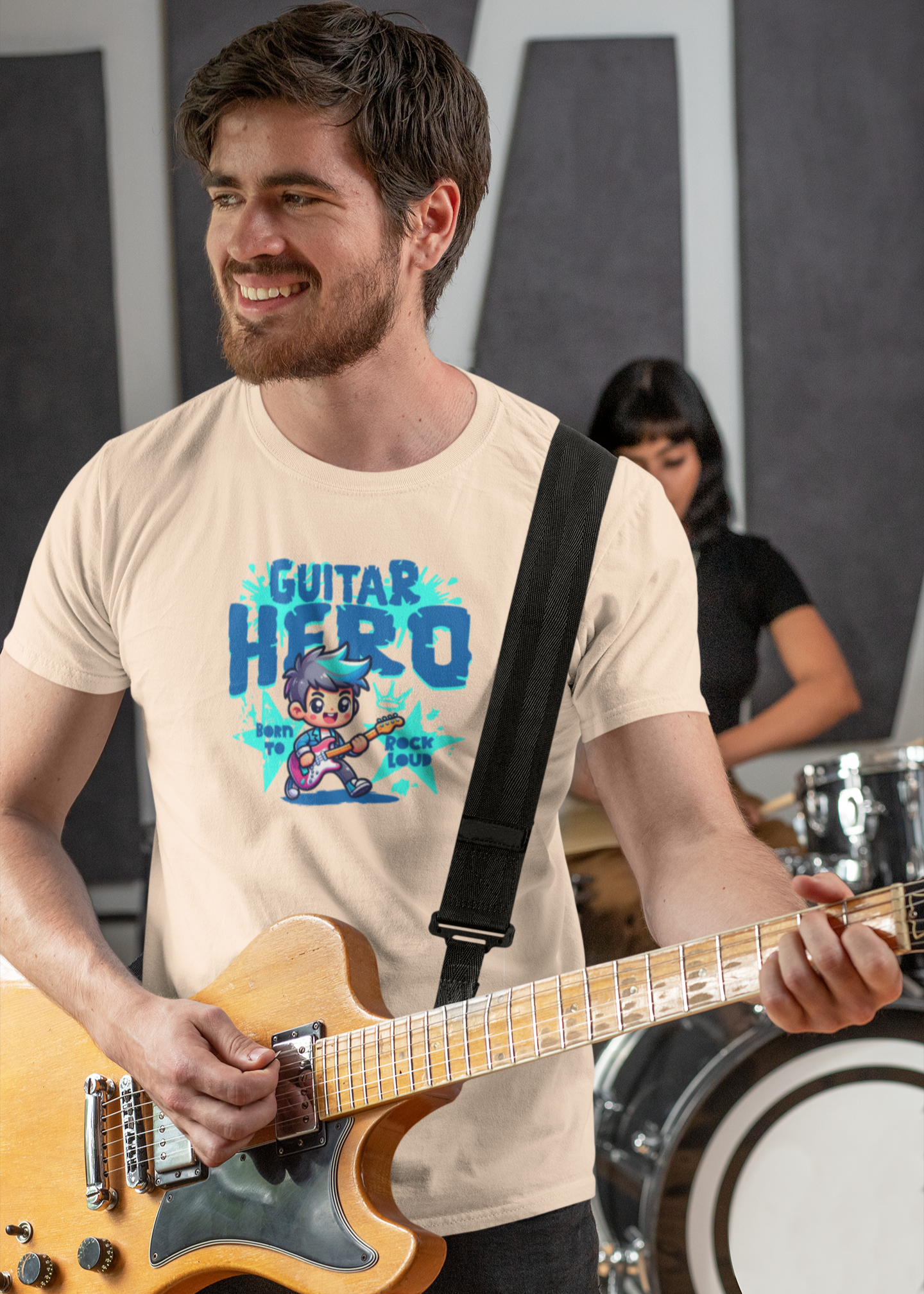 Guitar Hero - Round Neck Half Sleeve T-Shirt - Men