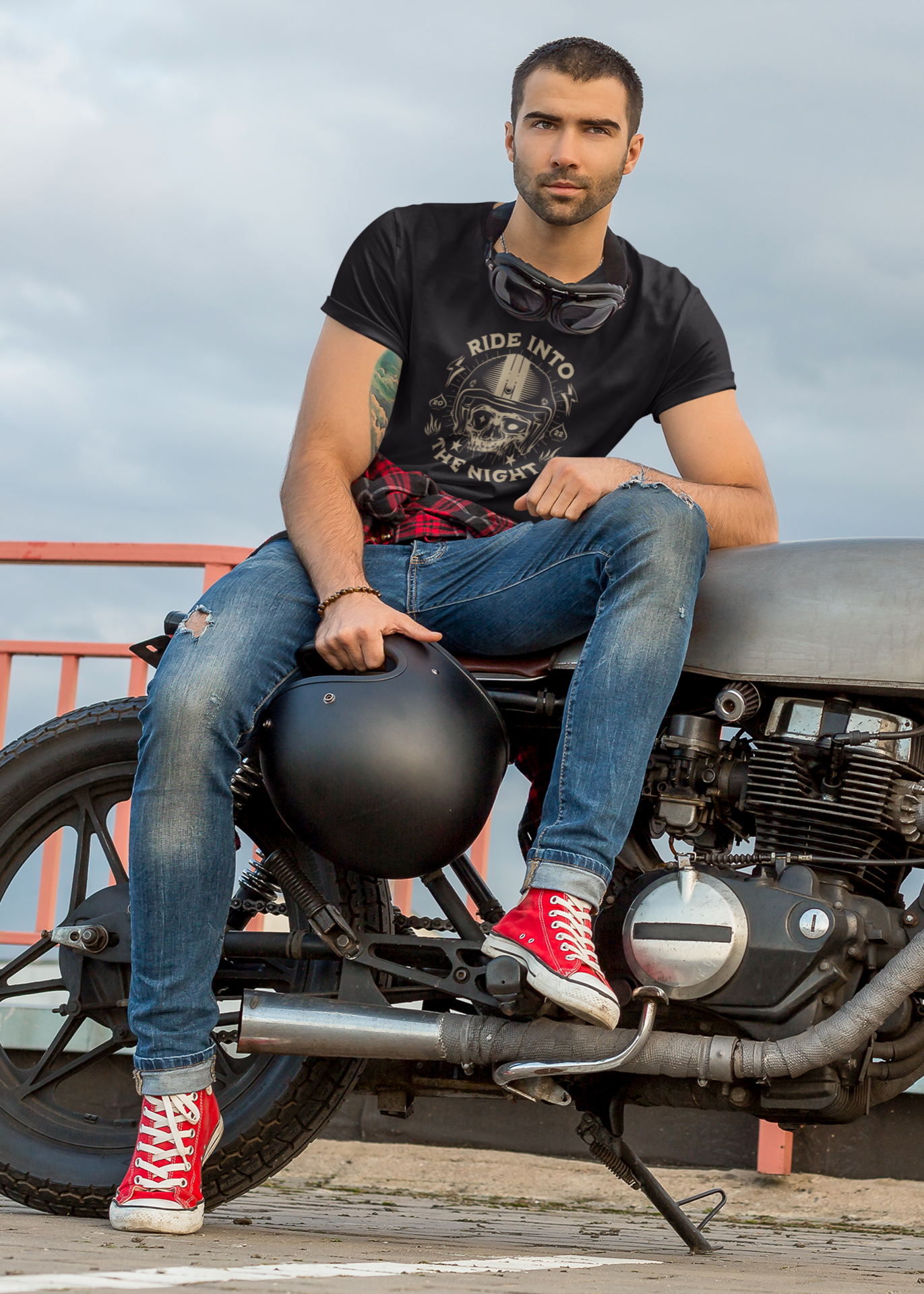 Ride Into The Night - Round Neck Half Sleeve T-Shirt - Men