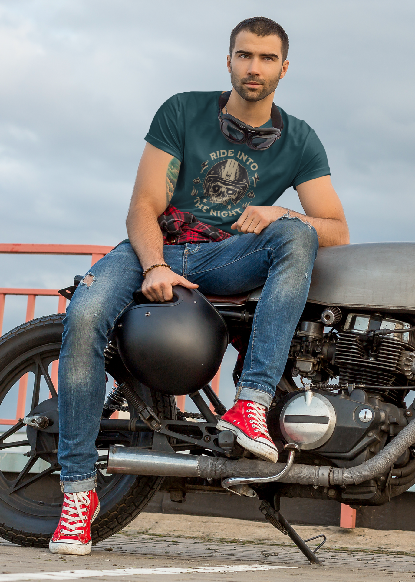 Ride Into The Night - Round Neck Half Sleeve T-Shirt - Men