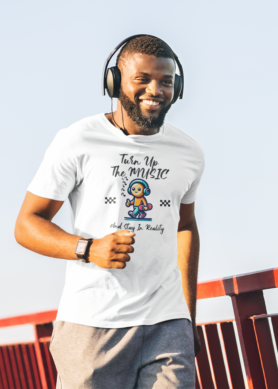 Turn Up The Music - Round Neck Half Sleeve T-Shirt - Men
