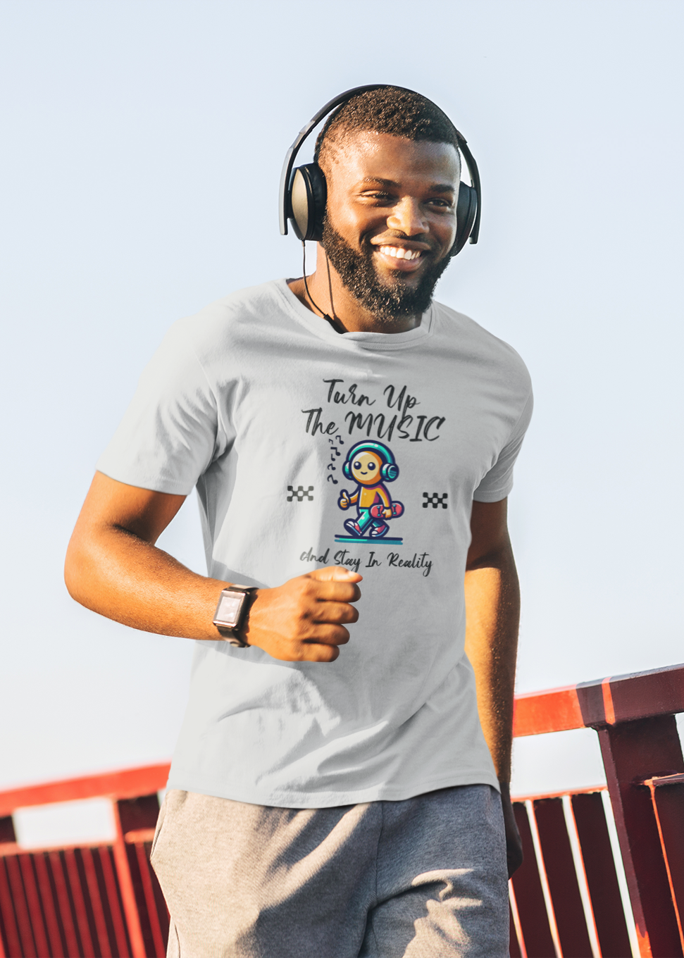Turn Up The Music - Round Neck Half Sleeve T-Shirt - Men