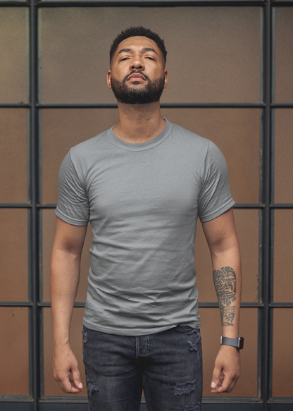 Round Neck Half Sleeve Plain T-Shirt - Charcoal Melange - Men