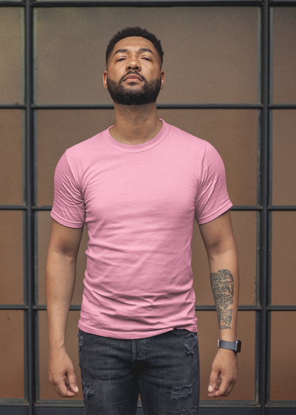 Round Neck Half Sleeve Plain T-Shirt - Flamingo - Men