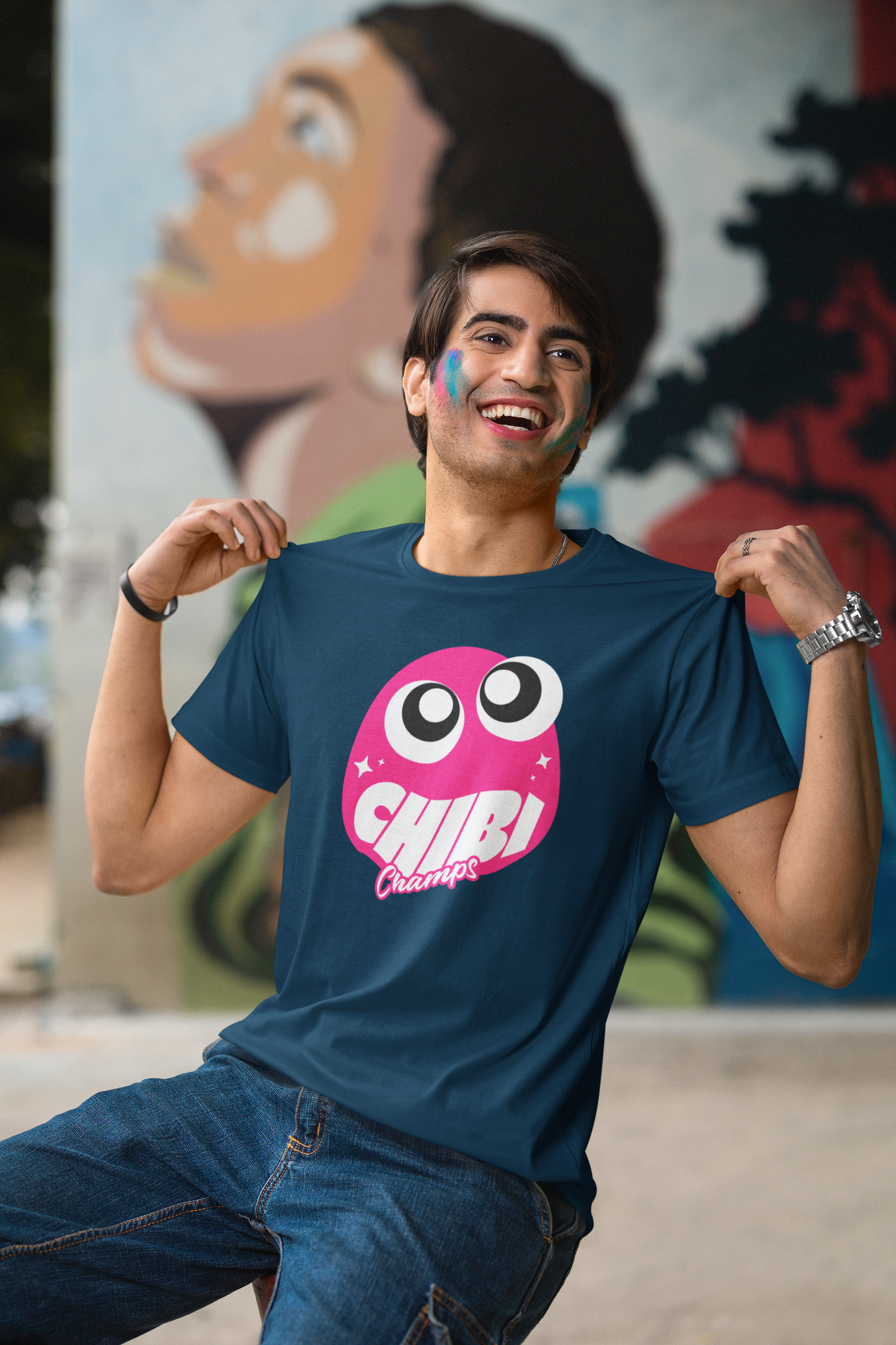 Chibi Champs - Doodle - Round Neck Half Sleeve T-Shirt - Men