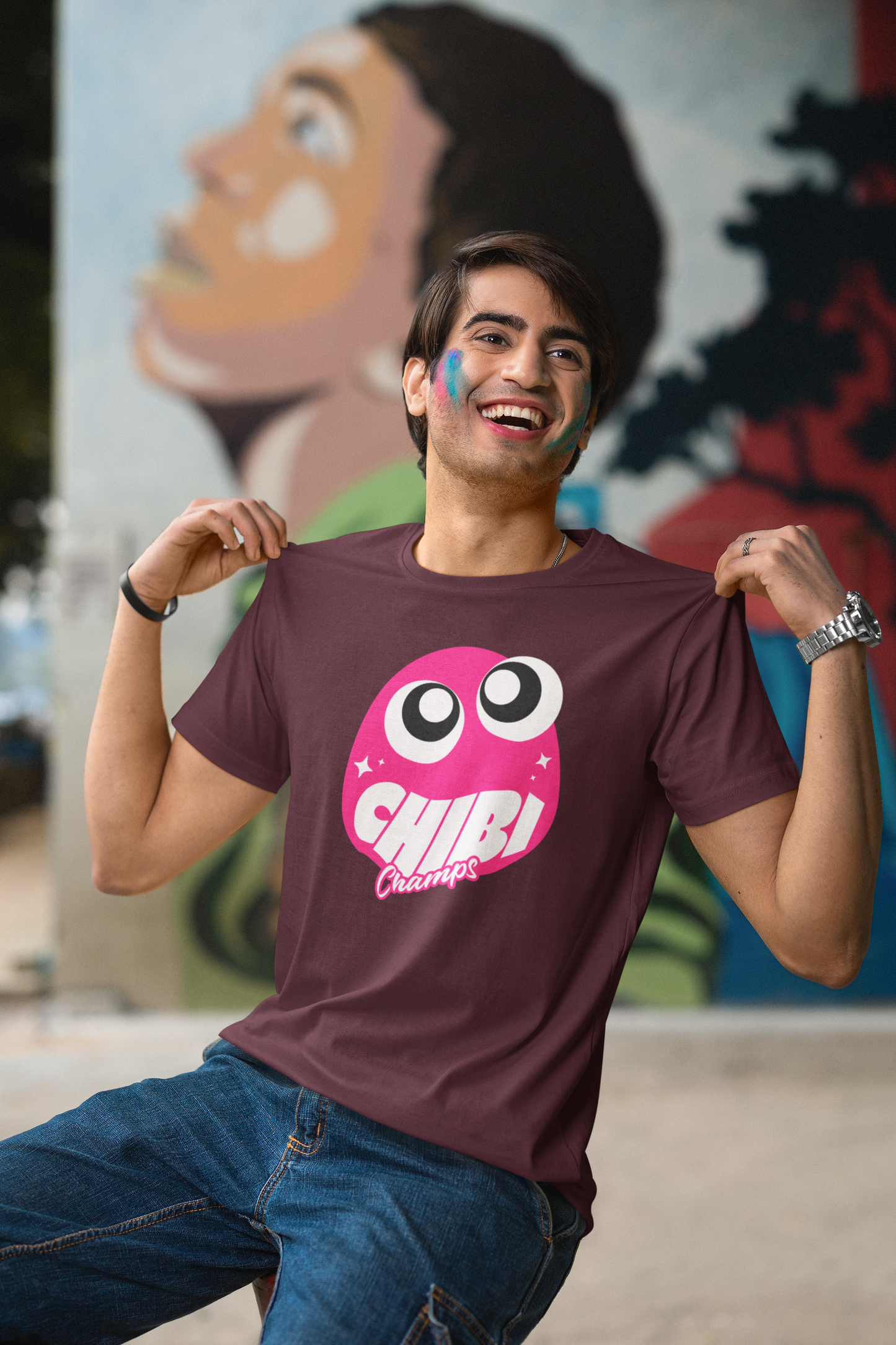 Chibi Champs - Doodle - Round Neck Half Sleeve T-Shirt - Men